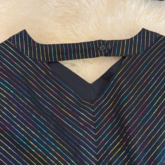 Tea Collection black foil striped dress with lining, size 10 - Picture 10 of 11